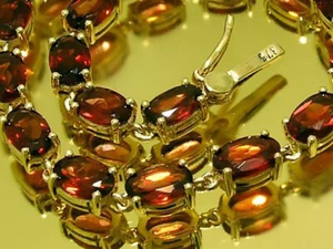 s Pulsera Genuina Oro Amarillo 9 quilates Granate Línea de Tenis NATURAL 8 pulgadas de largo - Imagen 1 de 4