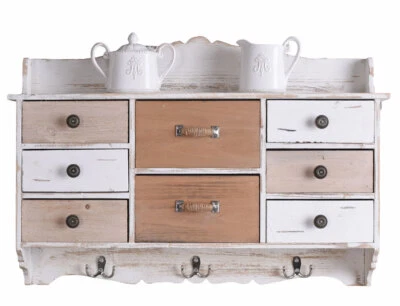 Retro Armario Pared Estante de la Cocina Ganchos Toallas Colgar en Antiguo - Imagen 1 de 4