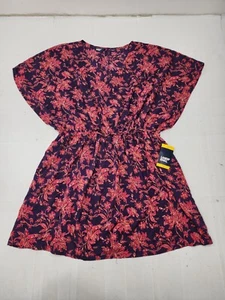 Land's End Women's Short Sleeve Gathered Waist Cover Up Dress Purple Pink M/L - Picture 1 of 7