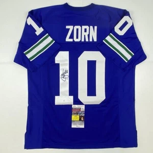 Autographed/Signed JIM ZORN Seattle Blue Football Jersey JSA COA Auto - Picture 1 of 4