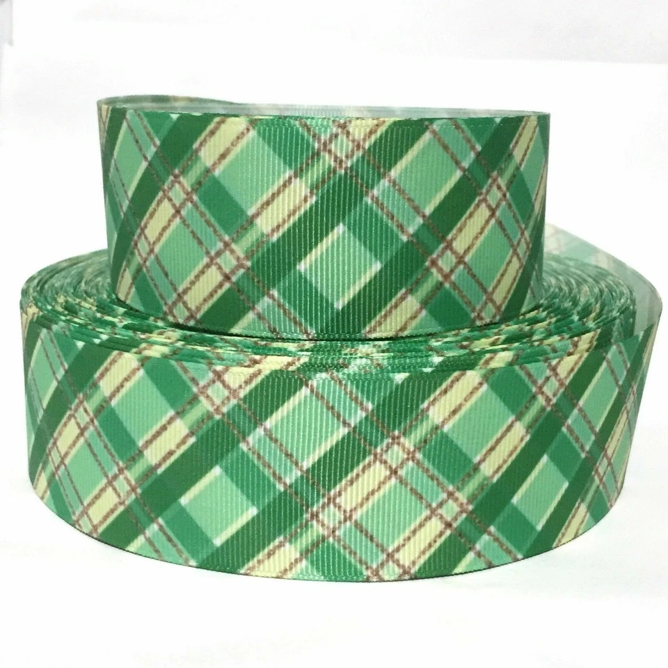CINTA DE GROSGRAIN 5/8", 1.5", 7/8", 3" DÍA DE SAN PATRICIO Impresa a Cuadros Vendedor de EE. UU. Foto 1 de 1