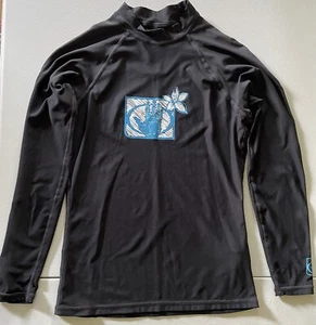 Boys Girls Small Body Glove UVP Long Sleeve Swim Shirt Black with Blue Design - Picture 1 of 8