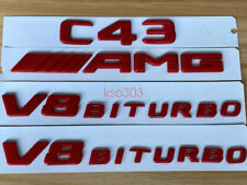 Glossy RED C43 AMG V8 BITURBO Emblem Badge Sticker Set For Mercedes Benz C43 205