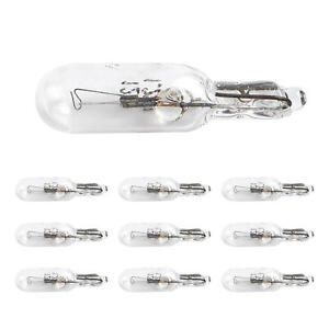 10pcs Car T5 Glass Halogen Light Bulbs 2 Pin Indicator Lights 12V 1.2W White