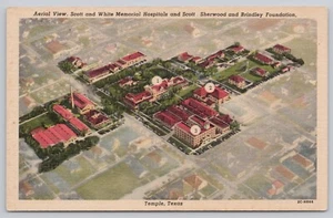 Aerial View Scott & White Memorial Hospital Temple Texas Linen Postcard - Picture 1 of 2