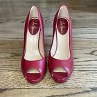 Cole Haan Red Leather Open Toed Platform Heels Size 65