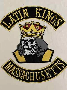 Latin Kings Massachusetts Embroidered Patches Set Of 3 Pcs Iron On - Picture 1 of 1