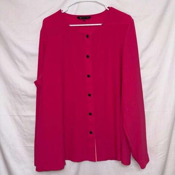 Blusa Top Mujer MYNT 1792 Rosa Manga Larga Abotonada Talla 2X Foto 1 de 4