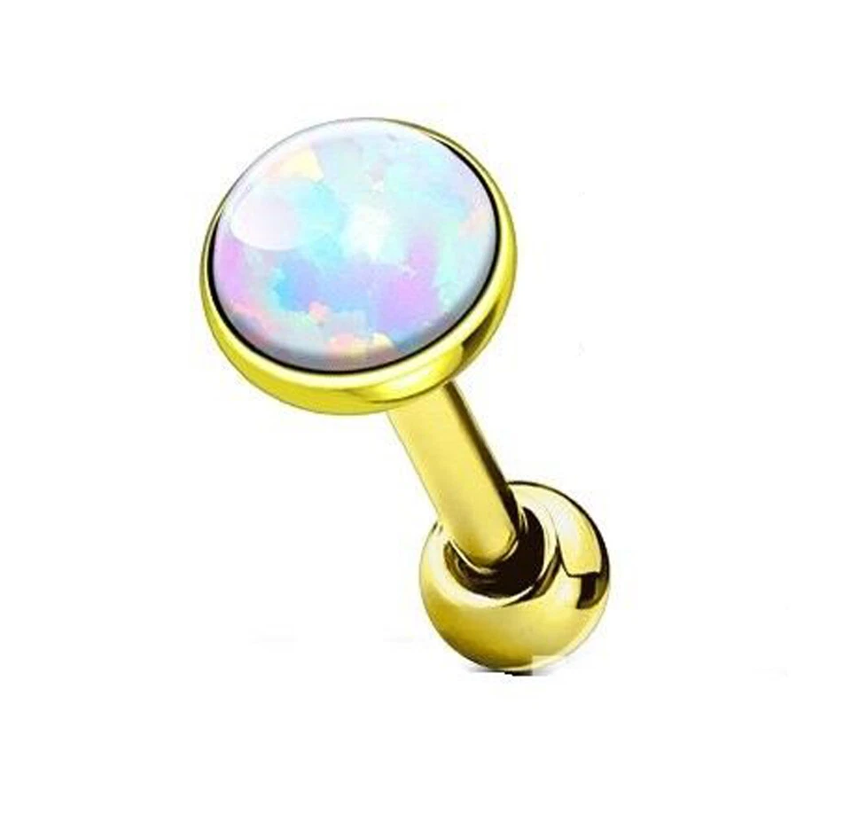Juego de pendientes piercing barra cartílago gema tragus ópalo acero quirúrgico Foto 1 de 1