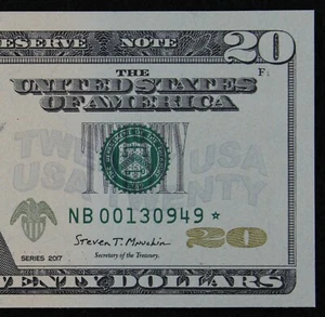 $20 2017 CU Star Federal Reserve Note NB00130949* 320K Run 1 New York B2 twenty$ - Picture 1 of 3