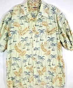 Campia Moda-Mens Hawaiian Shirt-Large-Lite Green-Casual Button-Up-100% Cotton - Picture 1 of 7