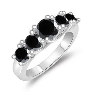 3.59 ct AAA BLACK MOISSANITEROUND CUT SOLITAIRE RING .925 SILVER ( see video ) - Picture 1 of 1