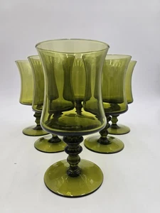 6 Stück MCM Richmond Avocado Grün Standfuß Trinkgläser 6 3/4" Hoch - Bild 1 von 8