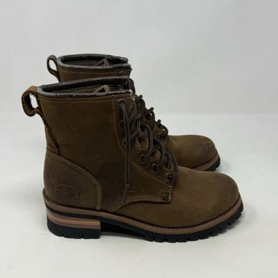 Skechers Logger Boots Womens 6.5 Brown Leather Chunky Heel Y2K Biker 47808 - Image 1 of 4