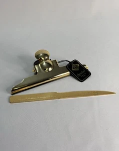 Set Da Scrivania MKM Oro 24 kt - Tagliacarte Righello - Pinza Fermacarte - Italy - Foto 1 di 8