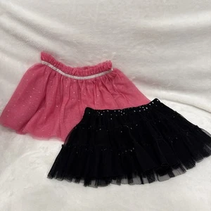 SET Black W Silver Hearts Skirt Girls & Pink Silver Hearts 4/5T - Picture 1 of 23