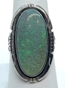 Vintage Navajo Sterling Silver Ring by Dave Skeets –Opal - Size 8 - Picture 1 of 5