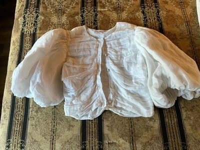 Camisa de mujer Frame Couture blanca con botones puff mangas completas M Foto 1 de 4