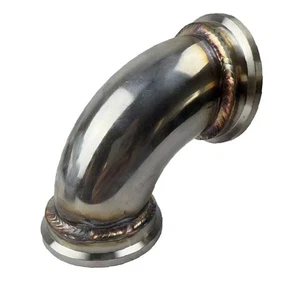 Brida de banda en V de acero inoxidable 90° codo bajo perfil para Tial MVR 44mm Wastegate - Imagen 1 de 16