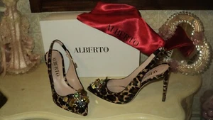 ALBERTO GOZZI MULTI-COLOR SPOTTED HORSE EMBELLISHESLINGBACK PUMPS*EU38*US7,5*UK5 - Bild 1 von 5