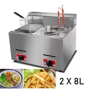 LPG Catering Double Tank Noodle Cooking Gas Stainless Steel Deep Fryer Frying - Picture 1 of 14