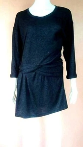 ISABEL MARANT PLEATED/KNOTTED ETOILE LONG SLEEVED KNIT DRESS SIZE BLACK SIZE 1 - Picture 1 of 7