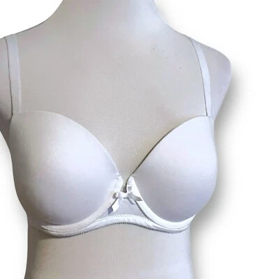 Ambrielle 34D Sujetador Blanco Algodón Acolchado Push Up Demi Camiseta Con Aros Foto 1 de 4