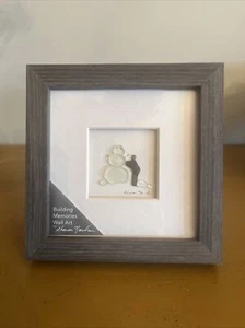Arte en vidrio de mar con guijarros enmarcados Sharon Nowlan “Building Memories” 6 x 6 - Imagen 1 de 3