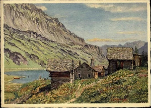 Maloja Kanton Graubünden Schweiz Künstlerkarte Spendenkarte für Schwerhörige - Picture 1 of 2