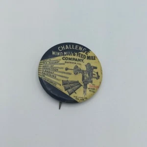 1896 Challenge Windmill & Feed Celluloid Advertising Pin Batavia Illinois Rare - Bild 1 von 6