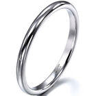 2mm High Polished Silver Tungsten Carbide Ring Dome Engagement Wedding Band