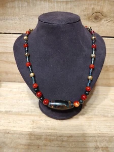 Designs From The Holler Hand Made Necklace Tibetan Agate Bead, Red, Gold... - Picture 1 of 2