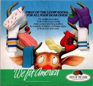 FRUIT OF THE LOOM Holiday Socks Ad Reindeer Antlers Christmas Stocking Stuffer - Picture 1 of 1