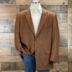 Club Room Cashmere Sport Coat Mens 46L Brown Blazer Suit Jacket 2 Button Casual - Picture 1 of 12