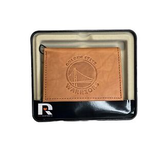RICO Embossed Golden State Warriors Team Logo Brown Leather Trifold Wallet New