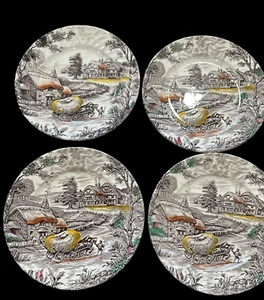 VTG Yorkshire Staffordshire Ironstone SALAD Plate 7 3/4 Hay Farm set of 4 - Picture 1 of 3