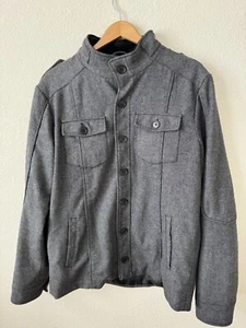 BKE Men’s Standard Fit Gray Wool Coat Jacket Shacket Lined Button Up - EUC - Picture 1 of 12