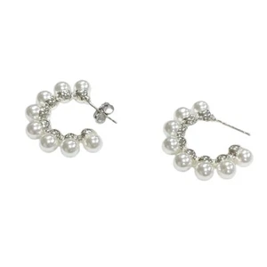 New Korean Fashion Lovely Unique Baroque Style Hoop Pearl Stud unisex Earrings - Picture 1 of 4