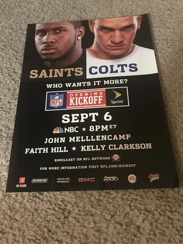 2007 NFL OPENER SAINTS vs COLTS NBC Poster Print Ad PEYTON MANNING REGGIE BUSH Cover