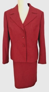 Le Suit  2PC Skirt Suit Petite Women’s 14P Polyester Lined Brick Red Skirt Suit - Picture 1 of 16