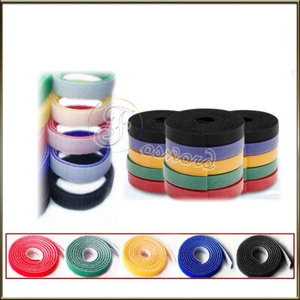 Sticky Buckle Strap Cable Tie Hook &Loop Back Sided  10 15 25mm Multi-colour Lot - Picture 1 of 3