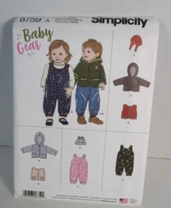 Simplicity Baby Gear Overalls, Jacket/Vest, Hats Pattern 8759 Infant XXS - L UC - Picture 1 of 2