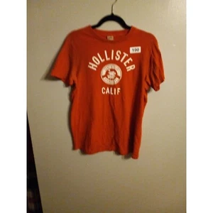 Hollister Shirt Mens Medium Orange Short Sleeve White Design T Shirt - Picture 1 of 9