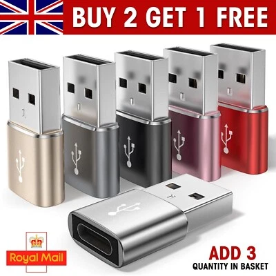 USB 3.1 Type C Female to USB A Male Adapter Converter Charger Connector Plug UK - Image 1 of 4