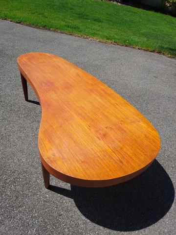 Peter Hvidt ? Mid Century Danish Teak Coffee Table Large Kidney 76" Cover