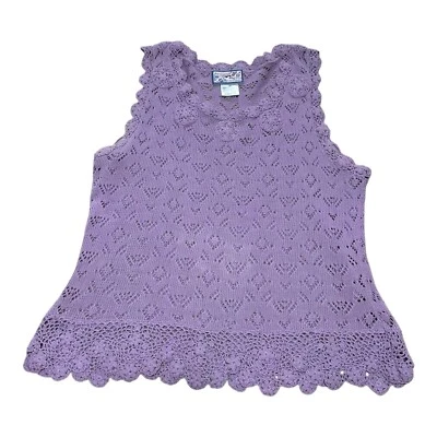 De Colección April Cornell Crochet Suéter Chaleco Para Mujer’s M Lavanda Pullover Sin Mangas Foto 1 de 4