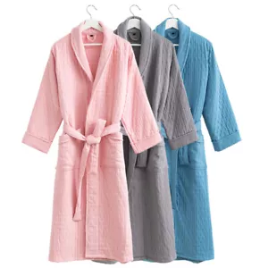 Women Luxury Bath Robe Lightweight Dressing Gown Solid Color Bathrobe Hotel - Picture 1 of 40