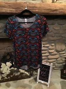 Lularoe klassisches T-Shirt XS schwarz rot blau türkis Flugzeug Flugzeug Flugzeuge Neu mit Etikett - Bild 1 von 1