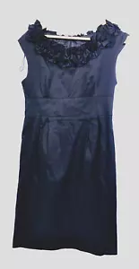 Abito donna taglia 8 nero cotone scollo arricciato floreale - Foto 1 di 10