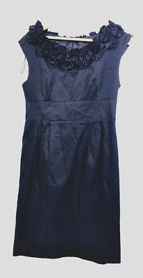Vestido Mujer Talla 8 Negro Algodón Volantes Cuello Floral Foto 1 de 4